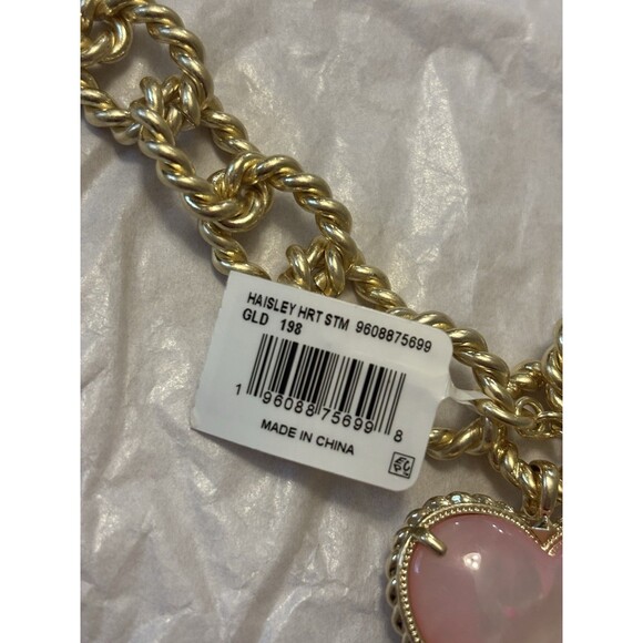 KENDRA SCOTT Haisley Heart Gold Statement Necklace Blush Mother-of-Pearl NWT - Picture 3 of 10
